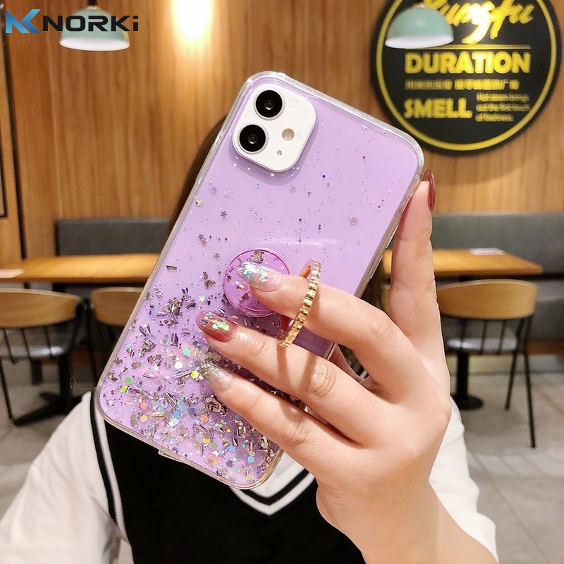 Ốp Điện Thoại Dẻo Màu Gradient Lấp Lánh Kèm Giá Đỡ Nhẫn Cho Huawei Nova 3i Nova 5T Nova 7i Y9 2019 Y7Pro 2019