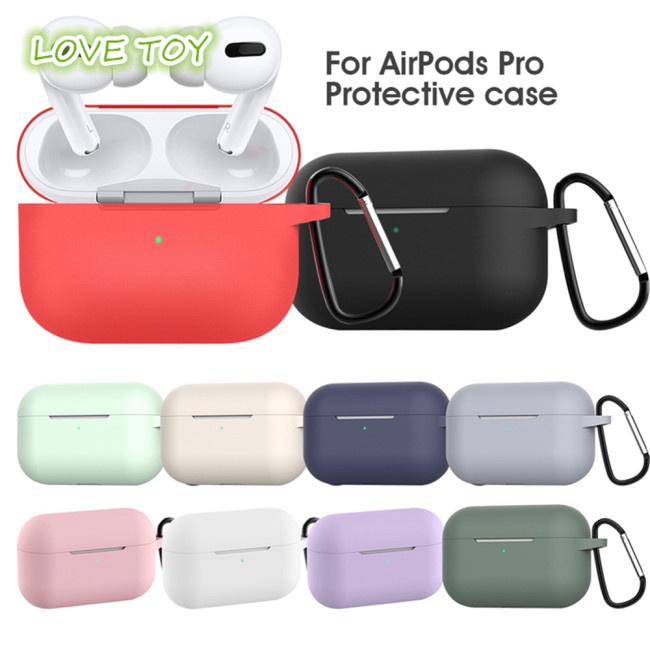 Vỏ Bảo Vệ Hộp Sạc Tai Nghe AirPods Pro Bằng Silicon Chống Sốc Có Móc Kẹp Tiện Dụng