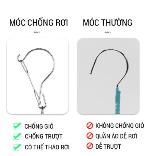 Móc treo quần áo inox 304 20 kẹp cho bé