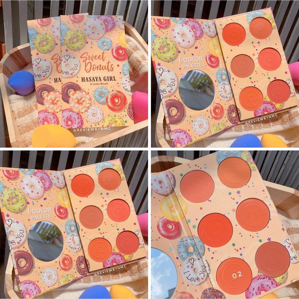 [GIÁ TỐT NHẤT] Bảng 6 ô má hồng dạng phấn Kiss Beauty Donut sweet love blusher palette