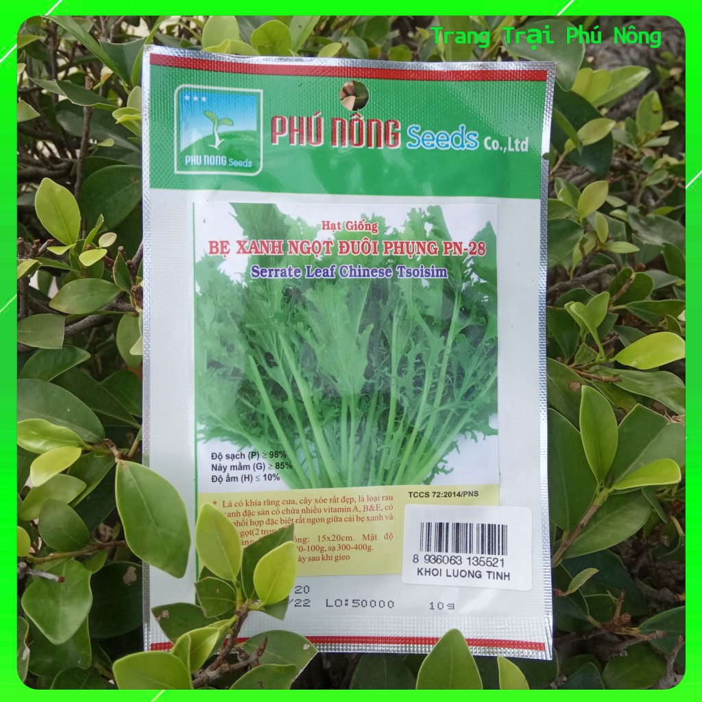 Hạt Giống Cải Bẹ Xanh Ngọt Đuôi Phụng PN-28 Phú Nông - Gói 10g - Serrate Leaf Chinese Tsoisim