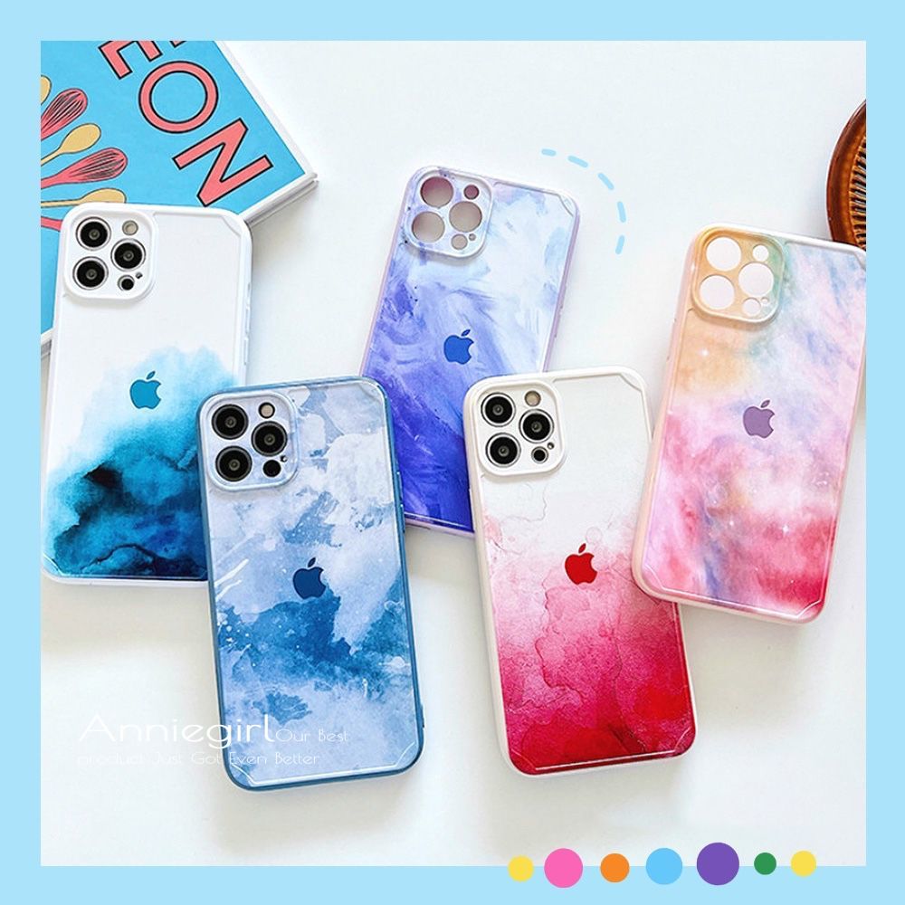 Ốp điện thoại TPU silicon nhám viền vuông màu nước gradient chống xước cho iPhone 12 11 Pro Max X XS Max XR 8 7 Plus