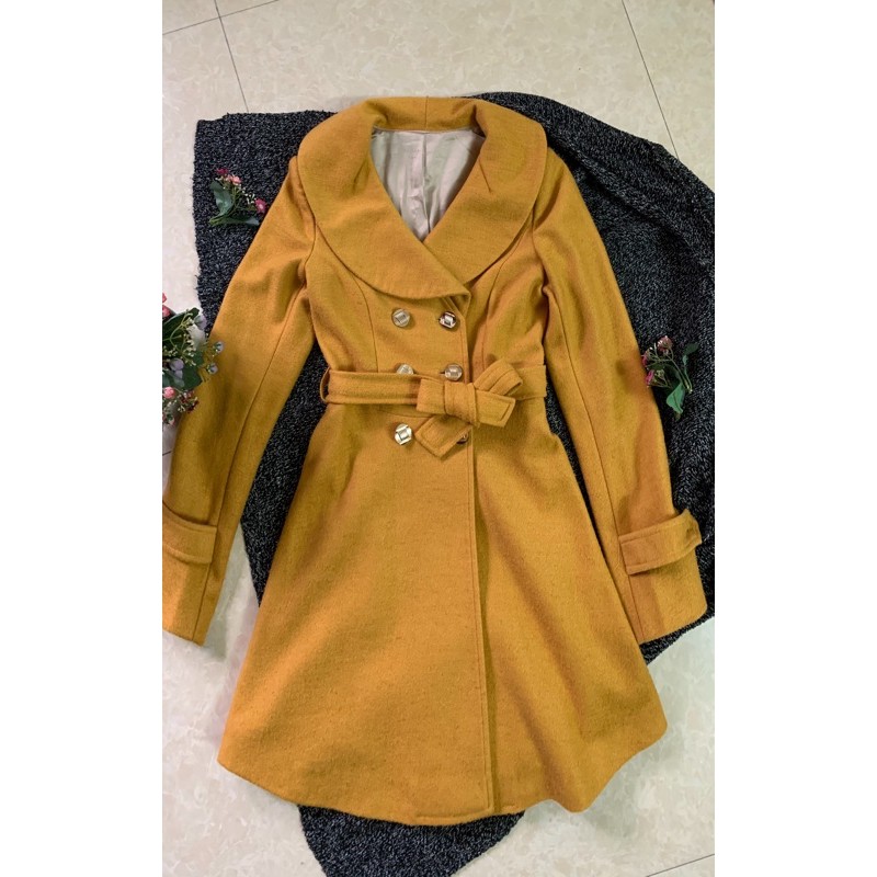 Áo dạ dáng váy màu vàng mù tạt size S hàng thiết kế
