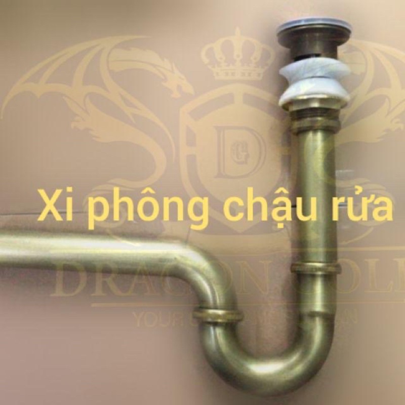 Bộ xi phông chậu rửa mặt đồng thau cổ điển, xiphong lavabo.