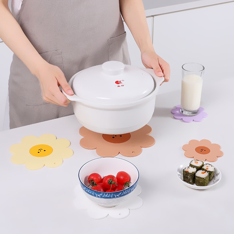 Miếng lót ly silicon mềm cách nhiệt chống bỏng hình hoa hướng dương