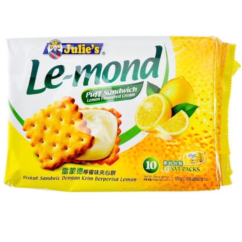 Bánh Quy Julie Le-Mond Nhân Kem Chanh Lemon Flavoured Cream (Gói 180g)