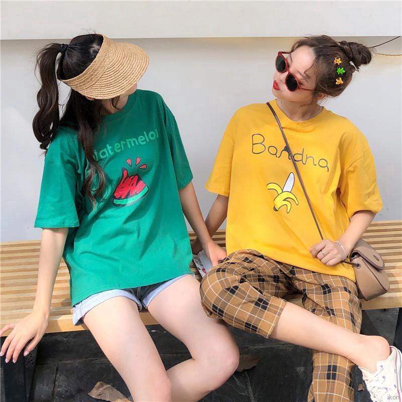 Áo thun nữ cổ tròn tay ngắn in hình trái cây