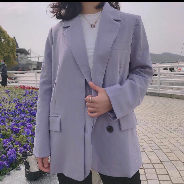 [ORDER] Áo blazer form rộng màu tím kèm 2 cúc - Có ảnh thật | BigBuy360 - bigbuy360.vn