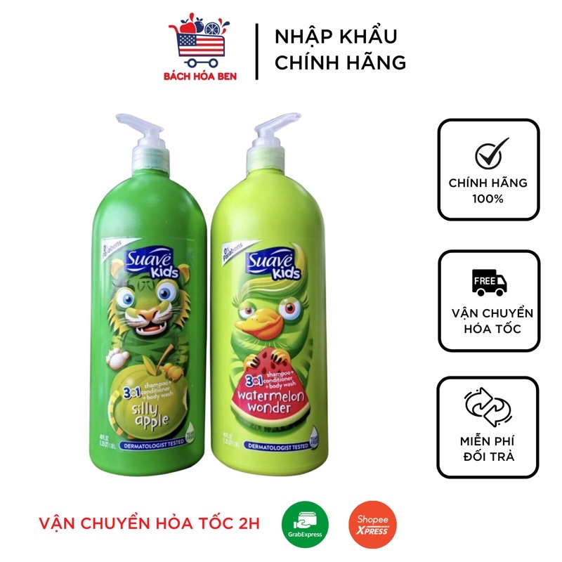 SỮA TẮM SUAVE KID GỘI XẢ HƯƠNG HOA QUẢ CHO TRẺ EM.