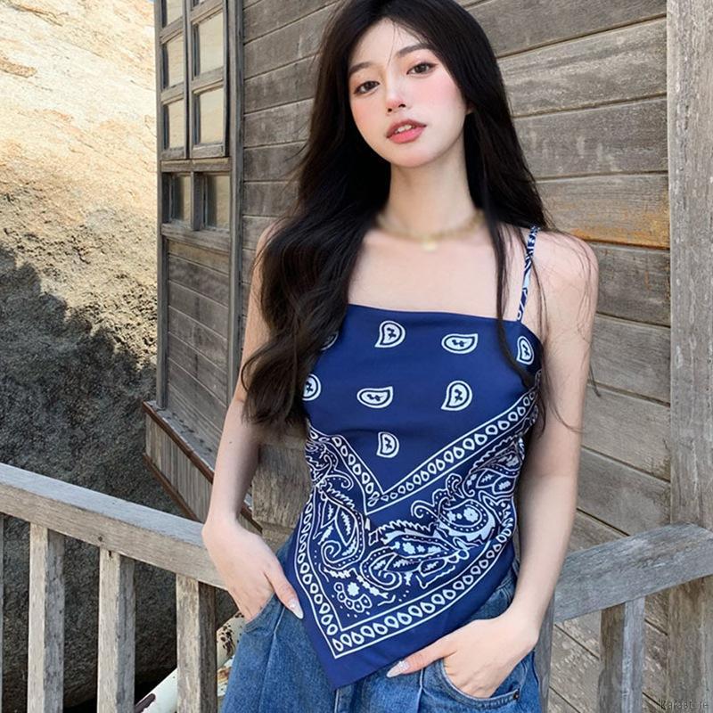 Áo Hai Dây Hở Lưng In Họa Tiết Xinh Xắn Cổ Điển Dành Cho Nữ | BigBuy360 - bigbuy360.vn