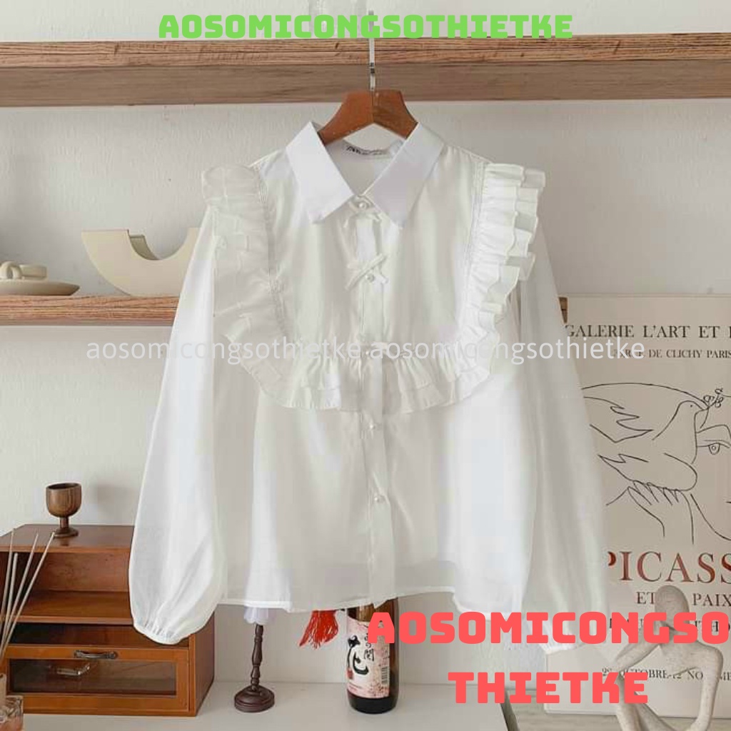áo sơ mi tơ 2 lớp , áo sơ mi tay bồng nút ngọc hàng QCCC loại 1 A0006 kaca aosomicongsothietke