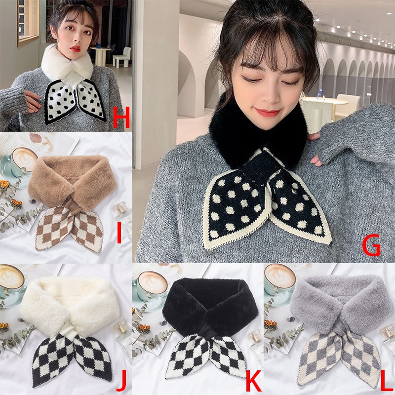 Khăn choàng cổ 60-80cm phối lông mềm ấm áp cho nữ