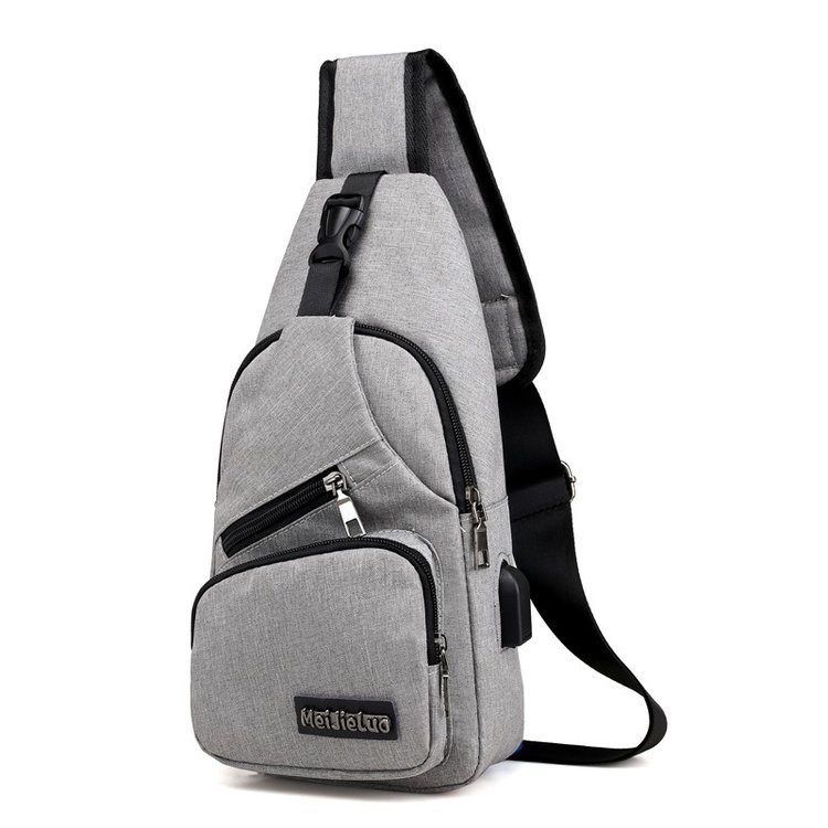 Túi đeo chéo canvas thiết kế mới có cổng sạc USB cao cấp thời trang theo phong cách Hàn Quốc cho nam