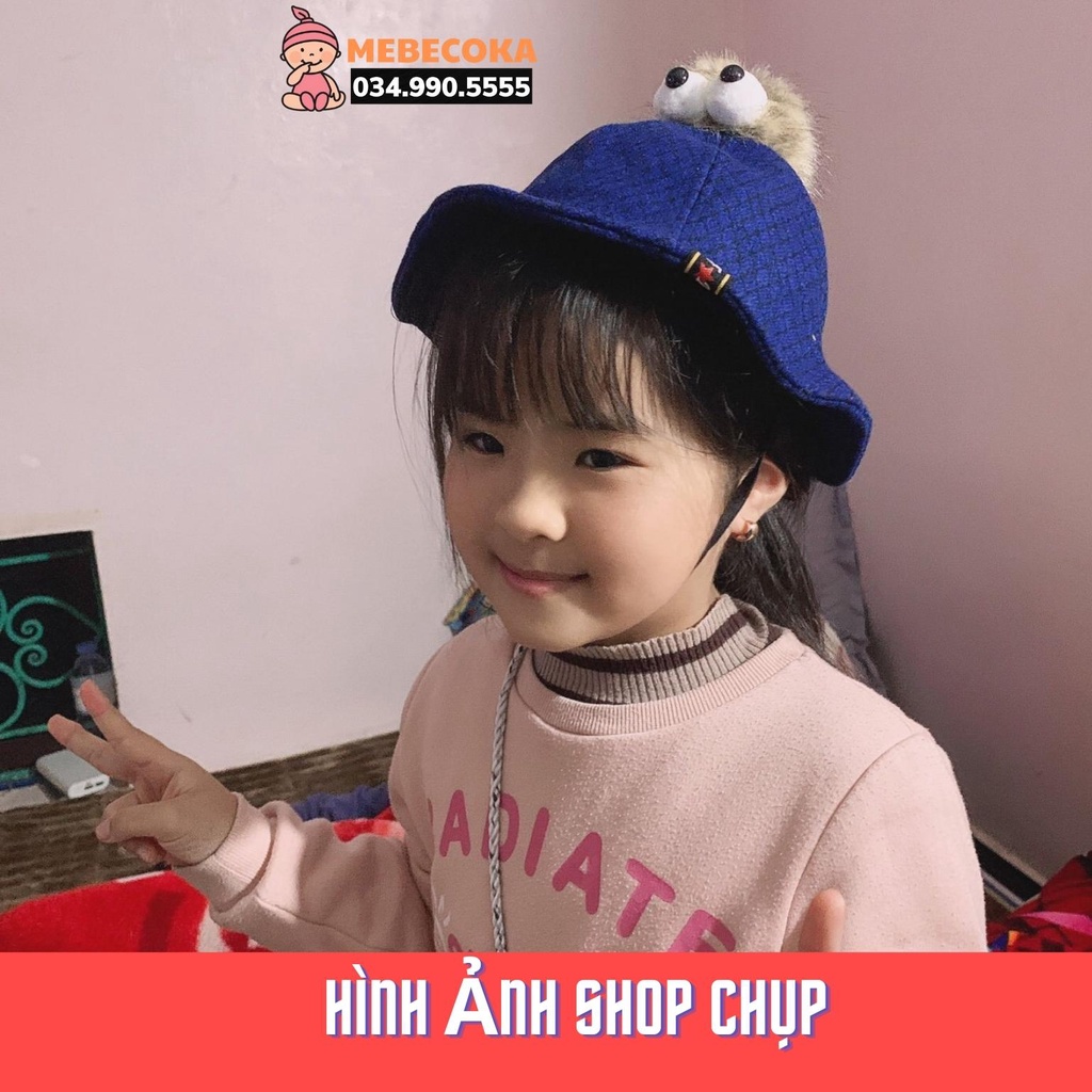 Mũ cho bé, mũ bucket chóp MẮT THÚ, vành nón tai bèo tròn cho bé Trai bé Gái chất liệu CAO CẤP