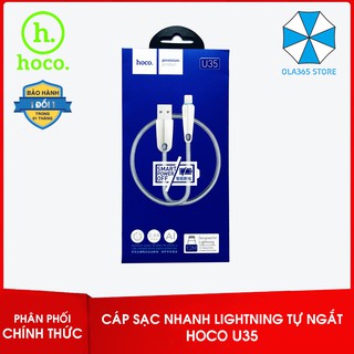 Cáp sạc nhanh lightning tự ngắt khi đầy Hoco U35 cho iPhone, iPad có đèn LED