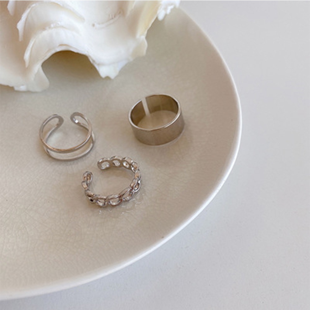 Set 3 nhẫn đeo tay kim loại phong cách vintage thời trang cho nữ