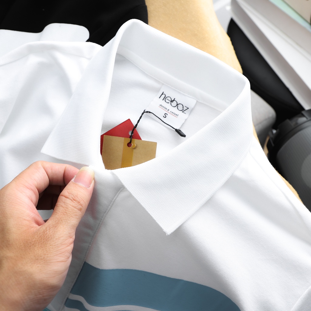 Áo thun nam có cổ, polo logo GREEN HEBOZ chất vải cotton 4 chiều in hình cao cấp - WHITE - 00001206