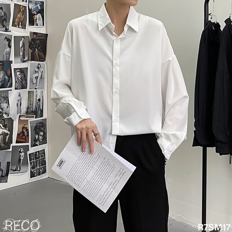 Áo sơ mi nam nữ Hàn Quốc cao cấp dáng rộng dài tay Shirt Loose R7SM17 Unisex