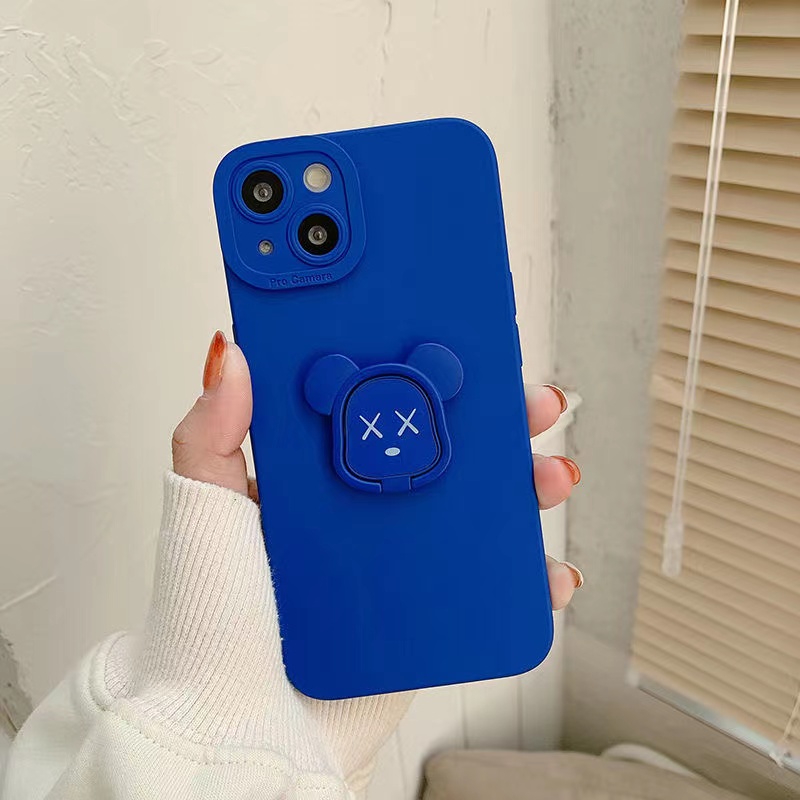 Ốp điện thoại silicon khung thẳng vòng đỡ mẫu gấu Kaws thích hợp cho IPhone 13 13Pro 13Promax 12 12Promax 11 11Promax X