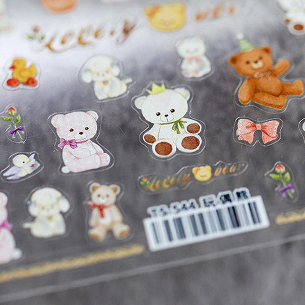 Miếng Dán Trang Trí Móng Tay Hình Gấu Teddy Hoạt Hình 3D Kiểu Nhật Bản