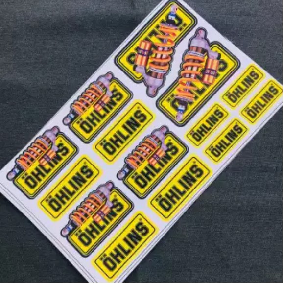 [CỰC RẺ] TẤM TEM GIẤY DÁN XE MÁY MẪU CÓ HÌNH PHUỘC OHLINS VÀNG