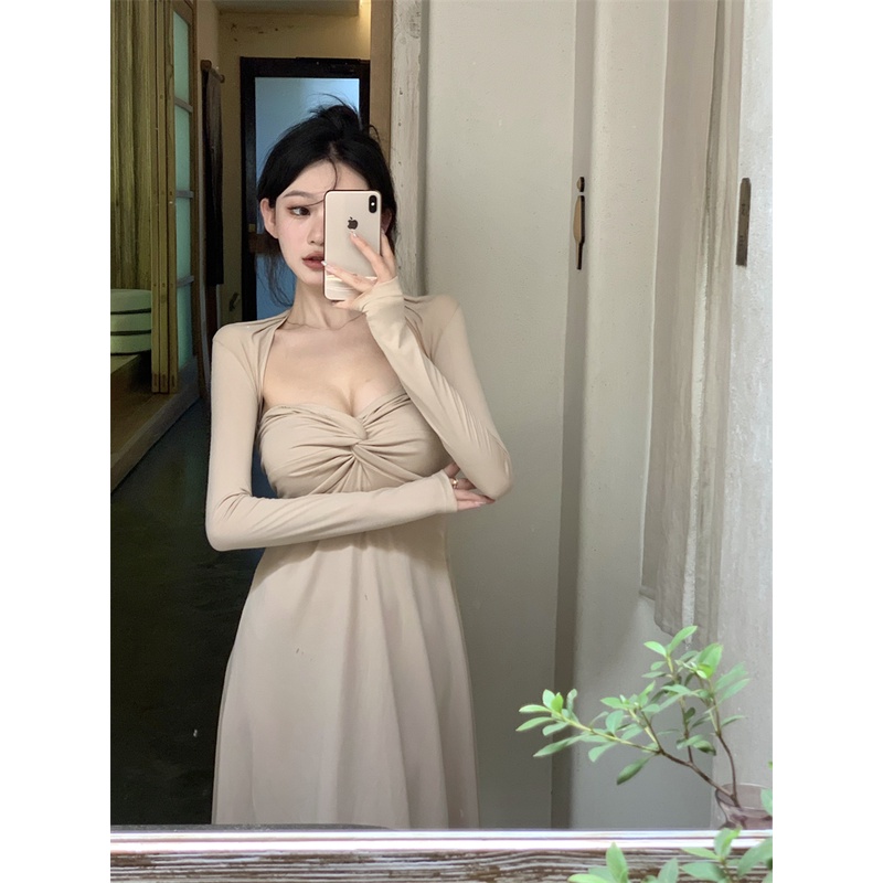 Đầm Hai Dây + Áo Khoác cardigan Chống Nắng Cao Cấp Thời Trang