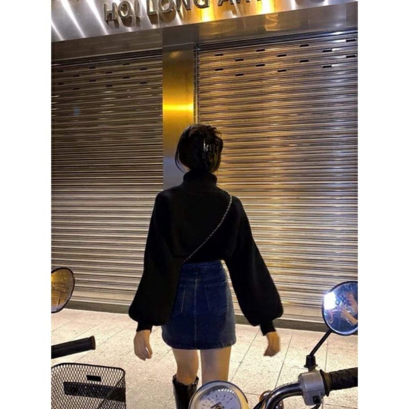 SET ÁO 2 CỔ LỌ HAI MÀU ĐEN TRẮNG NỮ TÍNH SIÊU XINH
