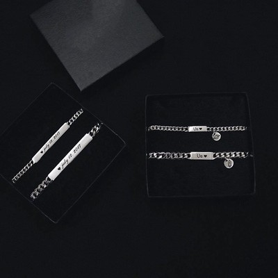 Lắc tay đôi bạc TLEE khắc chữ cao cấp TLEE JEWELRY LT0143