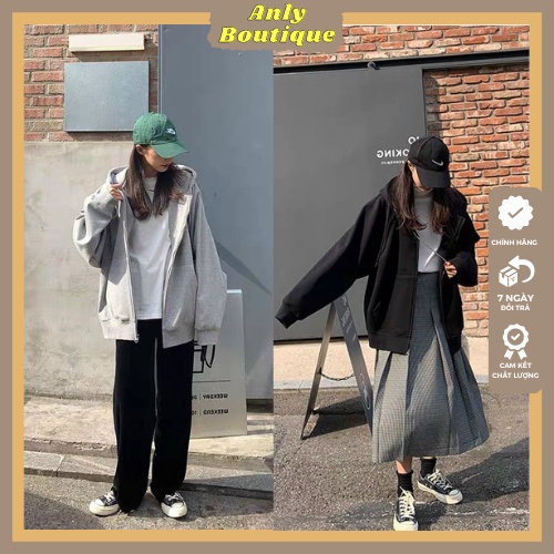 Áo Khoác Hoodie Trơn Nỉ Unisex , áo khoác nỉ có mũ phong cách basic kiểu dáng Hàn Quốc