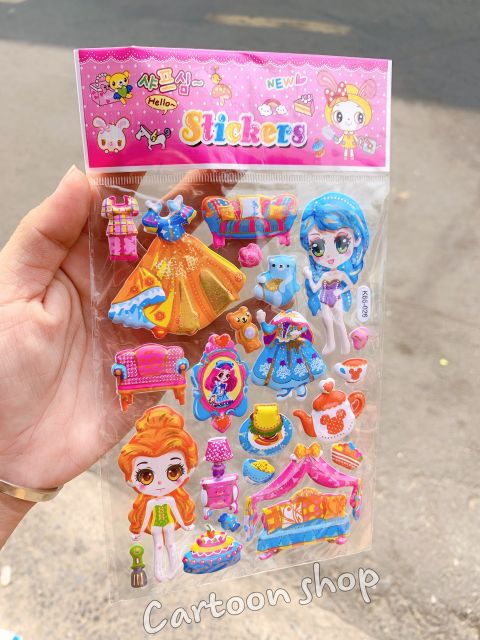 Set 18 sticker hình dán búp bê thay quần áo