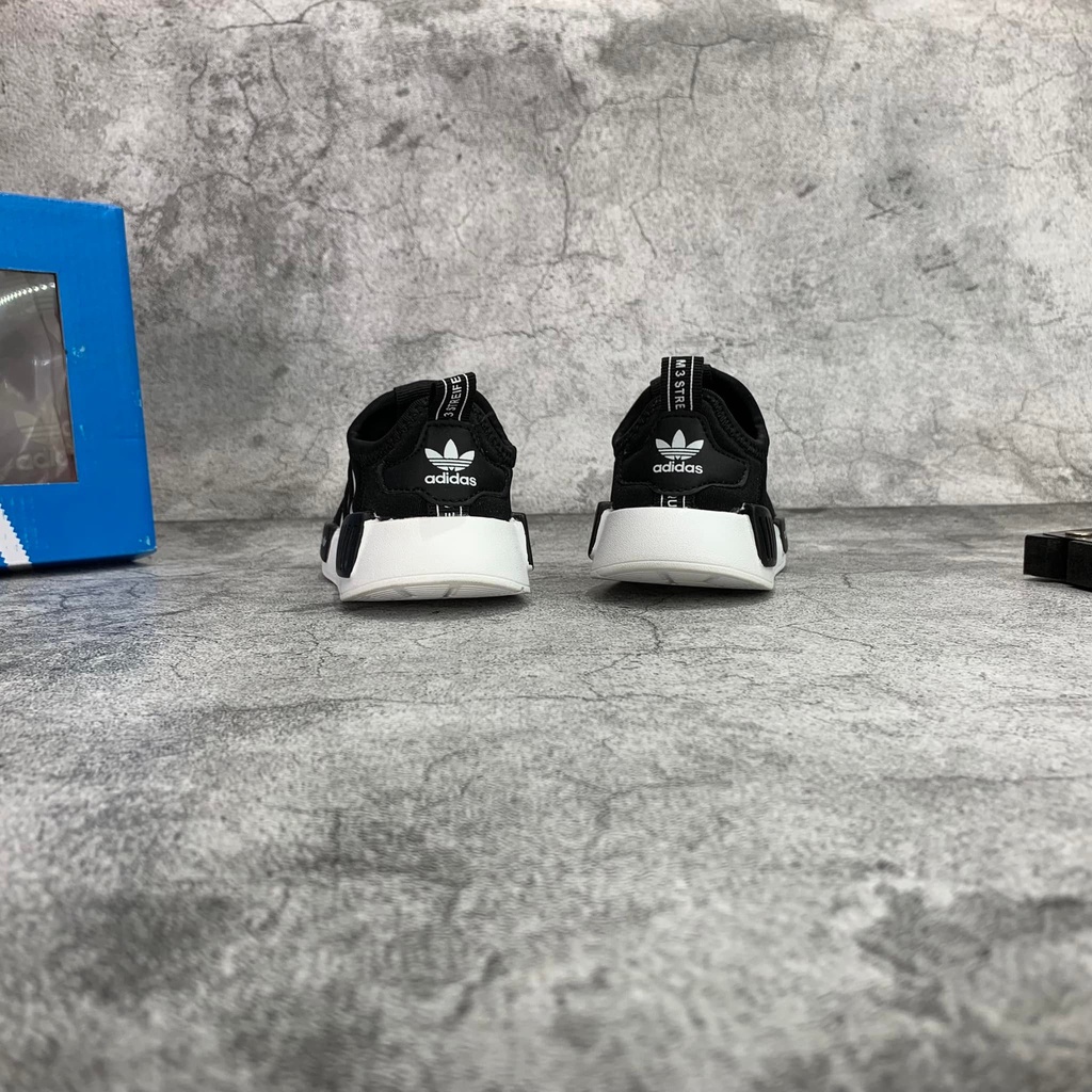 Giày NMD Kid Den Sọc Trắng