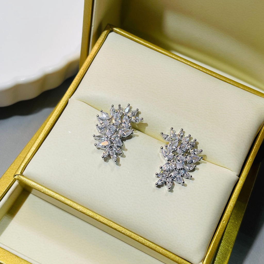 Bông Tai Mạ Bạc 925 Đính Kim Cương Toàn Diện Cao Cấp Thời Trang 2022