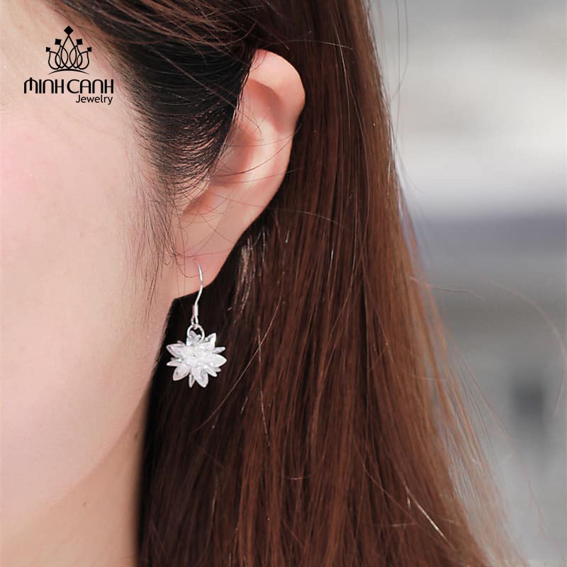 Bông Tai Bạc Hoa Tuyết Dáng Móc - Minh Canh Jewelry