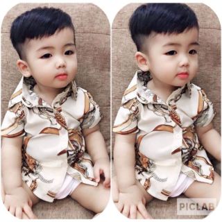 Com bo 3 áo sơ mi lụa bé trai+gái