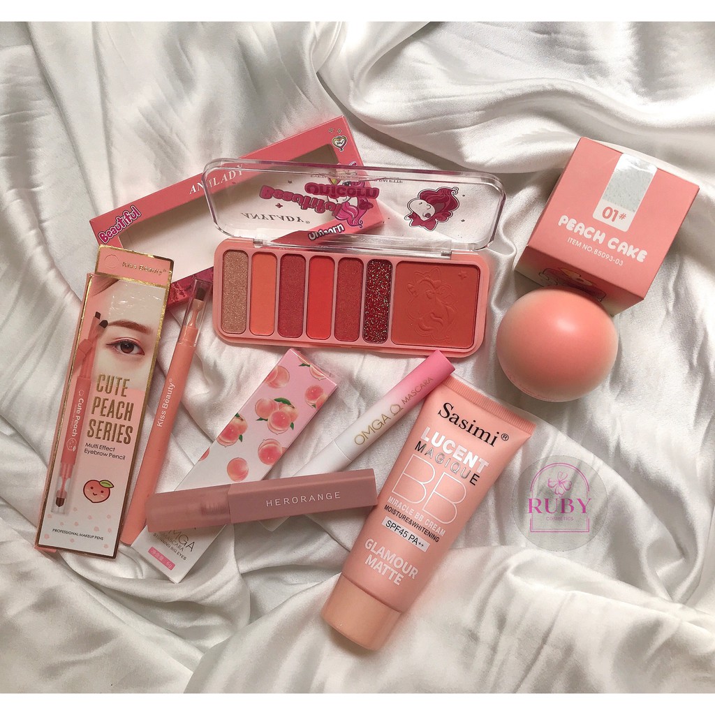 Set makeup, trang điểm cá nhân RUBY tone hồng pastel