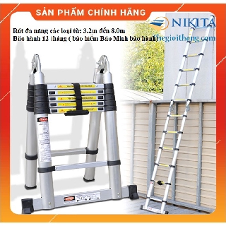 Thang nhôm rút đôi đa năng Nikita kích thước từ 3.2m đến 8.0m, SP chính hãng Nikita - BH 12 tháng.