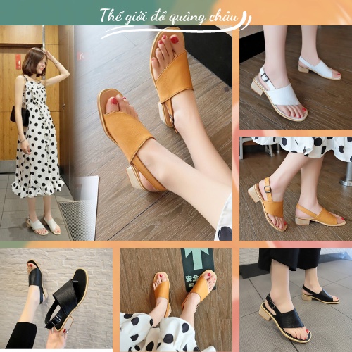[ XẢ KHO] Sandal nữ gót vuông mẫu mới 2022, phong cách Hàn Quốc phối da mềm đế cao gót (666)