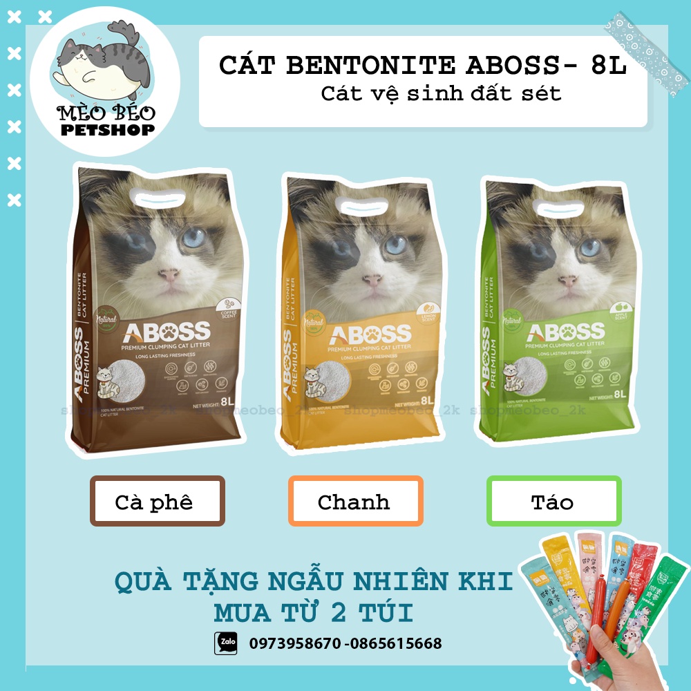 Cát Vệ Sinh Cát Đất Sét Bentonite Aboss 8L - Mèo Béo Petshop