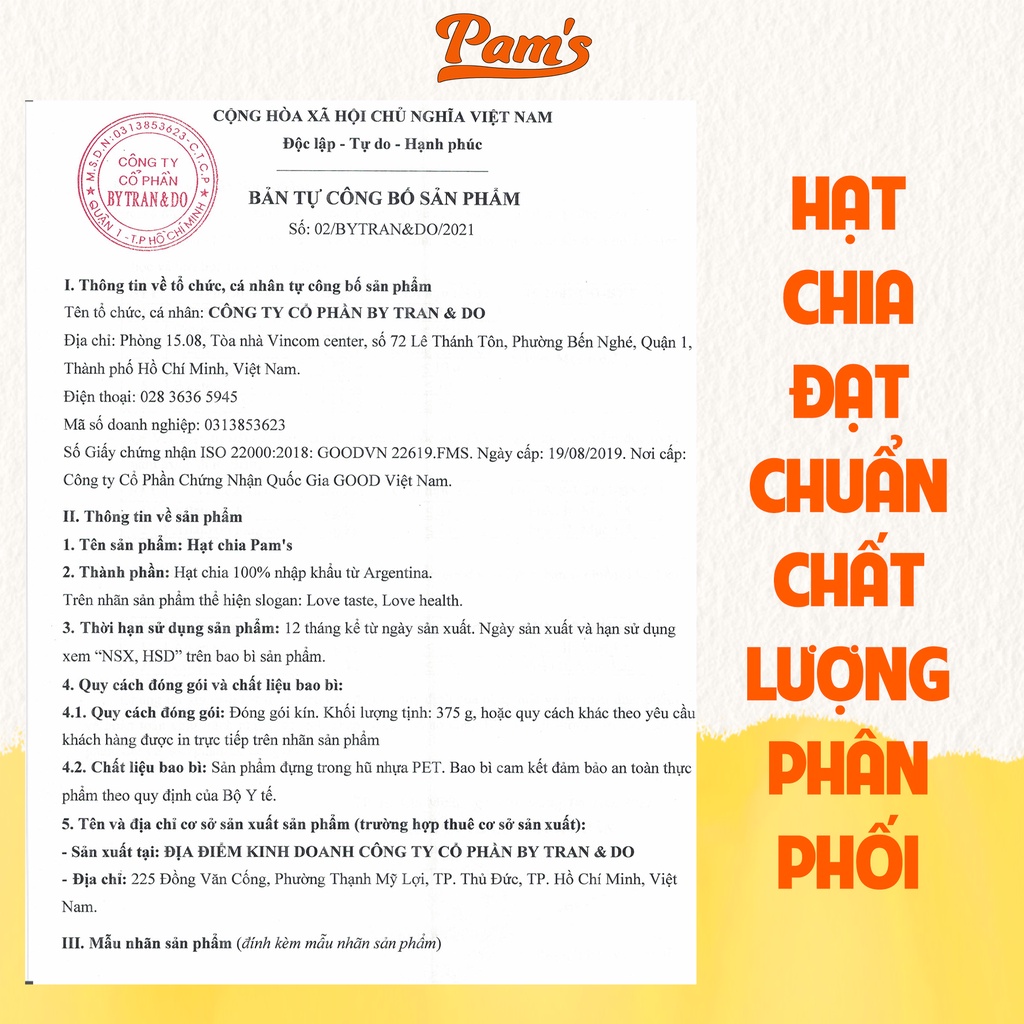 Hạt Chia PAMS 10g/túi