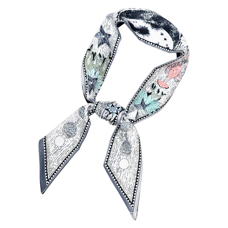 Khăn Choàng Lụa Hai Mặt In Họa Tiết Phong Cách Hàn Quốc Dùng Cho Trang Trí