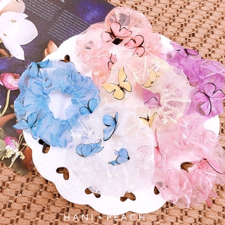 Dây buộc tóc trang trí bướm 3D mềm mại xinh xắn dành cho nữ