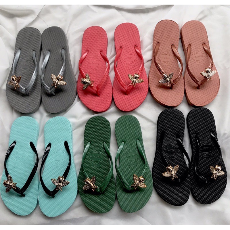 Dép kẹp havaianas dép lê đính ong/ charm ong xịn xò siêu hottrend 2021. Đi êm chân không lo mưa gió