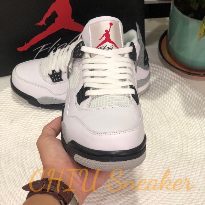 Giày Sneaker nam nữ air Jordan 4 retro “ White cement “ phiên bản cao cấp giày thể thao nam nữ Jd4