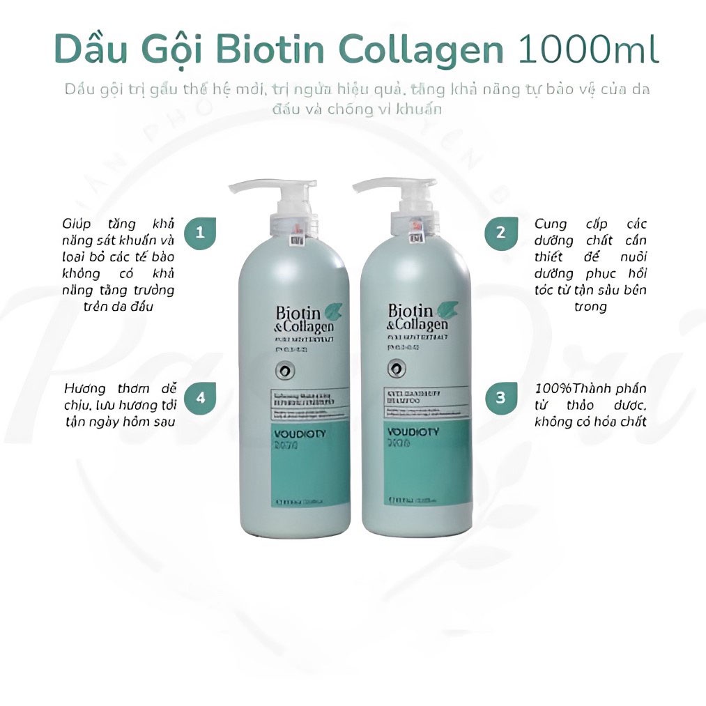 Cặp Dầu Gội Xả Biotin &amp; Collagen Xanh Dương 1000ml
