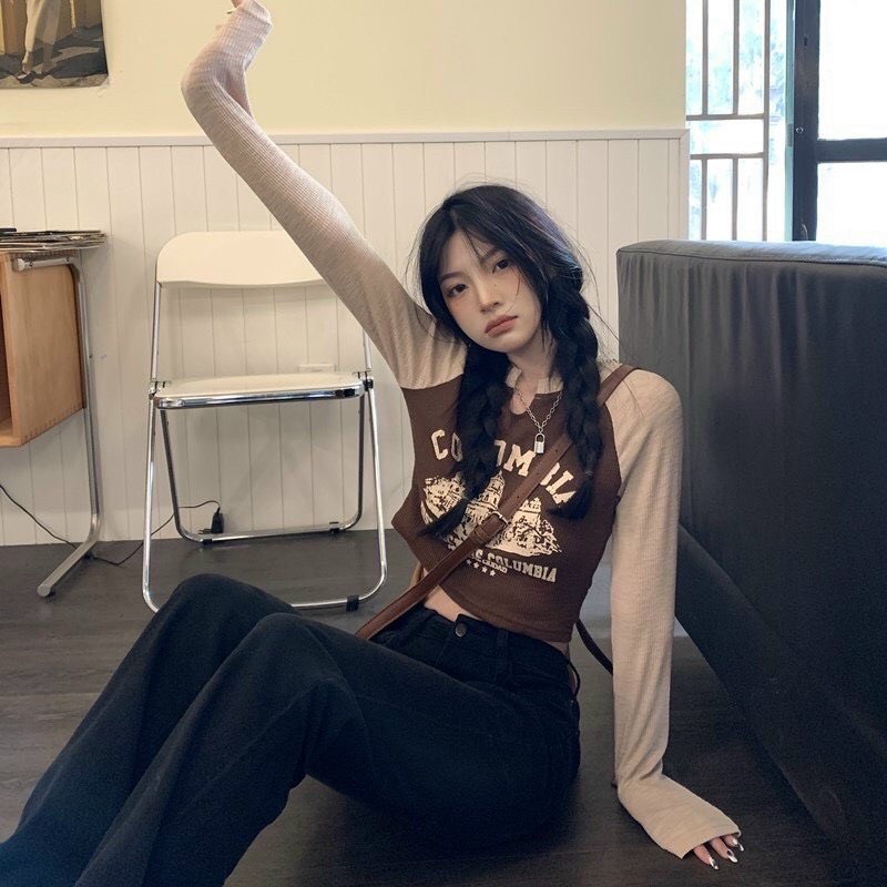 ÁO THUN DÀI TAY THUN GÂN CROPTOP