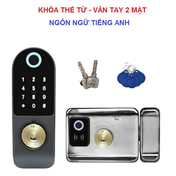 Khóa thẻ từ - 2 mặt vân tay SG-02 - Ngôn ngữ Tiếng Anh / Việt ( tùy chọn)