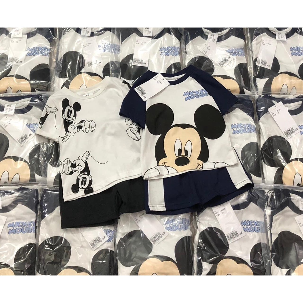 Combo 2 bộ thun cotton mềm mại Mialy Kids hình in Mickey cho bé (9-23kg) - Chất co dãn, mát mẻ