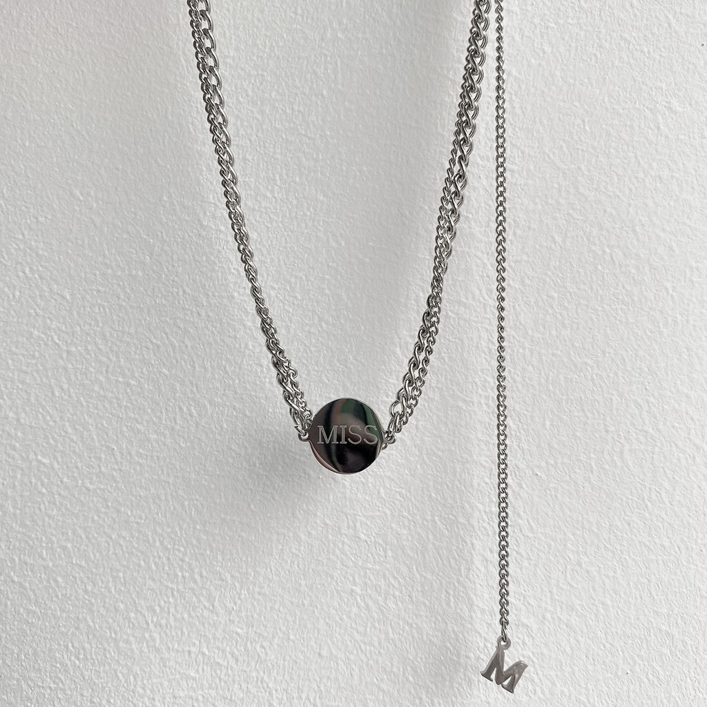 vòng cổ Titan Nhiều Lớp Mặt Chữ M Phong Cách Hàn Quốc C103