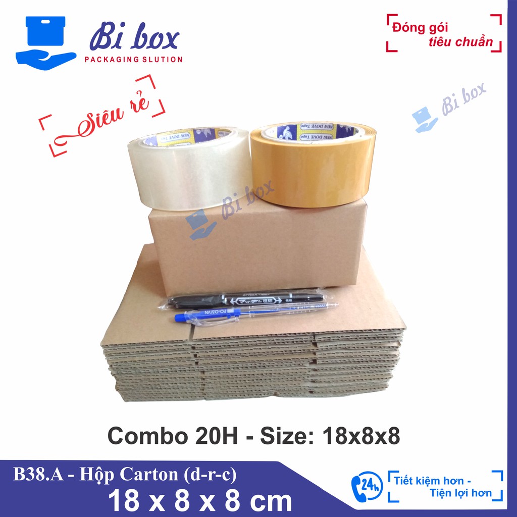 Combo 20 hộp giấy 18x8x8 - thùng hộp carton đóng hàng