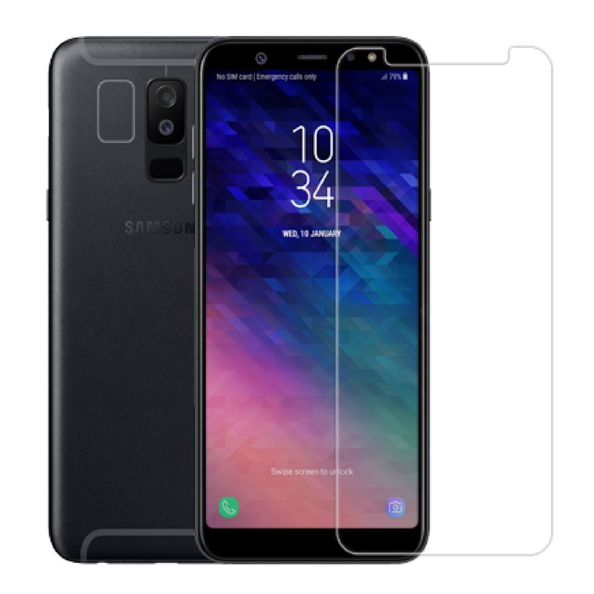 Kính cường lực Samsung A6 plus Trong suốt  không full kèm phụ kiện dán tại nhà